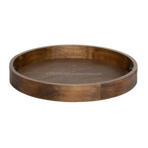 Plateau rond en bois au design attrayant Plateau de service en bois de mangue naturelle et d'acacia avec poignées Décor et plateaux de cuisine Law Price - Product Image 4