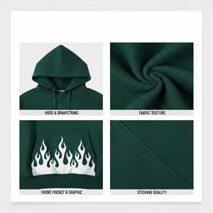 Sweat-shirt à capuche surdimensionné personnalisé avec logo, unisexe, vert uni, décontracté, pour l'hiver, 100% coton respirant, transfert thermique - Product Image 6