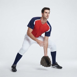 Custom Baseball Uniform <b>Men</b> Red Blue Jersey <b>White</b> <b>Pants</b> Breathable Polyester Adult OEM Service - Product Image 1
