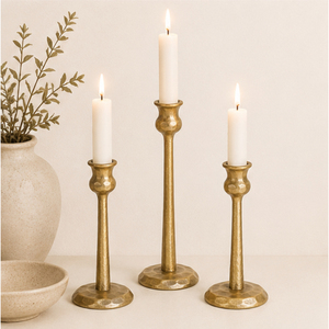 Juego de 3 Portavelas de Latón Antiguo Martillado, Candelabros de Metal para Centro de Mesa de Boda y Decoración del Hogar - Product Image 4
