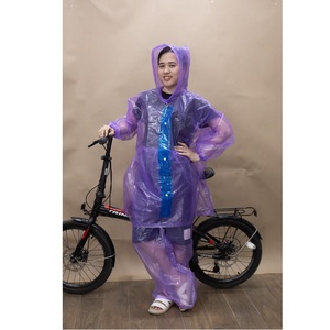 Veste et pantalon PE Imperméable pour une personne OEM ODM Vêtements de pluie portables réutilisables pour vélo avec capuche de 120cm de long - Product Image 1