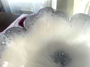 Bol à fleurs en résine argentée et blanche, décoration d'intérieur, cadeau de pendaison de crémaillère, mariage, anniversaire, fêtes, plat décoratif personnalisé, table de mariage - Product Image 2