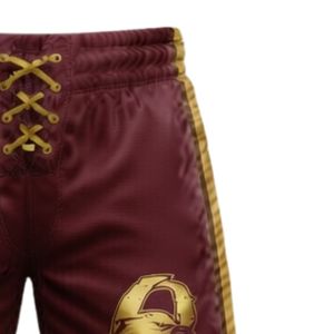 Shorts de sport pour hommes, couleur bordeaux, imprimés sublimés sur le thème du hockey sur glace, en polyester, avec cordon de serrage et bande latérale, pour l'entraînement et les tenues d'équipe - Product Image 4