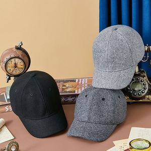 Gorra de béisbol de lana de punto coreana de 6 paneles con visera corta, unisex, sencilla, elegante y cálida, estilo pico de pato, nueva colección otoño-invierno - Product Image 2