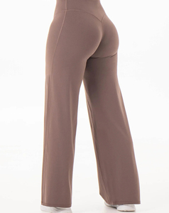 Medium Support Women's Loose Fit Flared Leg Yoga Pant Quick Dry Waterproof Solid <b>Pattern</b> Wholesale Price 180 g - Product Image 2