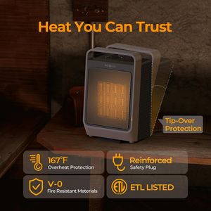 Stufa Elettrica Portatile da 1500W con Termostato, Riscaldatore per Interni, per Camera da Letto, Ufficio o Scrivania - Product Image 2