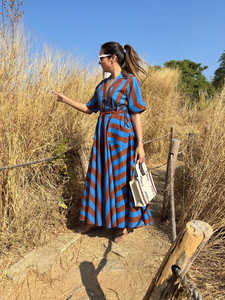 Vestido Midi a Rayas Clásico Vibrante de Verano, de Algodón, de Alta Calidad, Fabricación Directa, Personalizable - Product Image 2