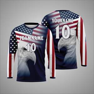 Camiseta deportiva de manga larga con sublimación personalizada – Camiseta de entrenamiento atlético con impresión de número y nombre de equipo personalizados - Product Image 1