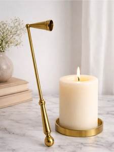 ที่ดับเทียนทองเหลืองพร้อมปลายระฆังและด้ามจับลายสลักสำหรับตกแต่งบ้าน - Product Image 6