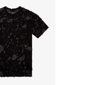 Camiseta de Algodón y Poliéster de Corte Cómodo, Cuello Redondo, Manga Corta, Cuello con Ribetes, Hombros Caídos, Estampado con Motivos - Product Image 3