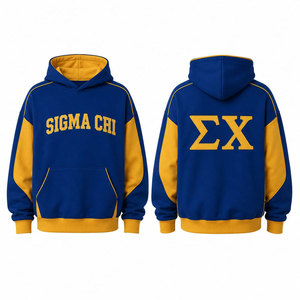 เสื้อฮู้ด Sigma Chi สำหรับผู้ชาย สีน้ำเงินพิมพ์ลายตัวอักษรสีทอง แขนเสื้อแบบปกติ ผ้าฟลีซลำลอง มีกระเป๋า เป็นมิตรกับสิ่งแวดล้อม เหมาะสำหรับใส่ในฤดูหนาว - Product Image 4