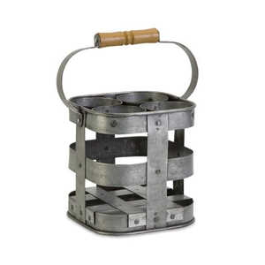 Top Quality Iron Wine Bottle Carrier With Wooden Handle For 6 Bottles Home Furniture Decor Handmade Iron Wine <b>Racks</b> - Product Image 3