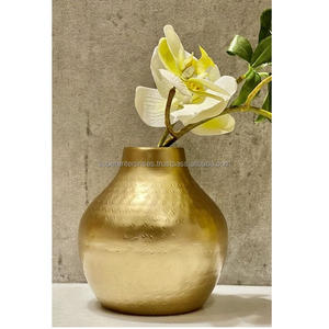 Jarrón de suelo de mesa de Metal martillado dorado bronce aluminio latón mate para el hogar, oficina, fiesta, Bar, restaurantes, decoración de flores artificiales - Product Image 5