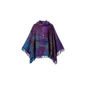 Poncho à capuche 100% coton violet pour adultes, style national, toutes saisons - Product Image 2