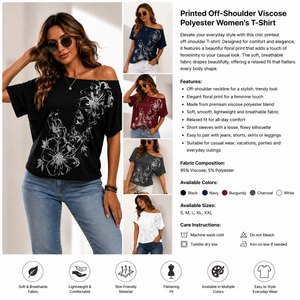 Chemisier d'été décontracté pour femme, imprimé floral, coupe ample, épaules dénudées, en viscose et polyester tissé 260g, vente en gros - Product Image 2