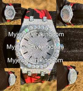 Montre mécanique automatique de luxe Hip Hop Iced Out avec boîtier/bracelet en acier inoxydable et moissanite, résistance à l'eau 10 bars - Product Image 1