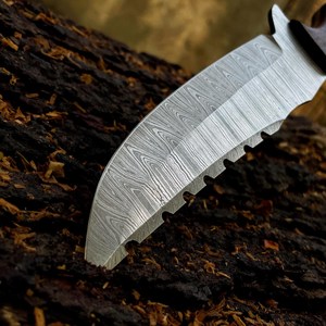 Cuchillo de Acero de Damasco Forjado a Mano, Hoja Entera, Grado Industrial, Profesional, para Campismo, Caza, Supervivencia, Táctico, Punta Fija - Product Image 3