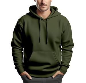 Sudadera con Capucha Verde Oliva para Hombre, Corte Regular, Informal, de Punto, de Algodón, para Otoño - Product Image 1