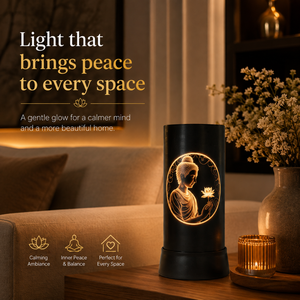 Buddha LED <b>Table</b> <b>Lamp</b> Warm Glow Spiritual Meditation Night Light Lotus Art Bedside Decor Buddhist Bedroom Home Office Yoga Gift - Product Image 2
