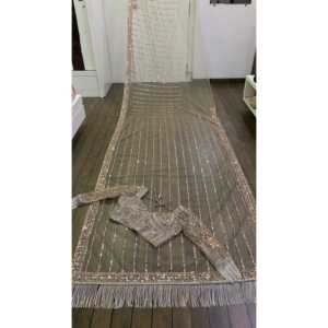 Saree de fête de créateur avec Dori et Zari en tenue de club - Product Image 3