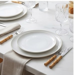 Ensemble de couverts en acier inoxydable avec poignée en bambou, design minimaliste, passe au lave-vaisselle, pour la table à manger, la maison, la cuisine, l'utilisation au restaurant - Product Image 4