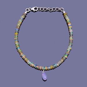 Natural Ethiopian Opal Classic Strand <b>Bracelet</b> in 925 Sterling Silver – Smooth <b>Gemstone</b> Handmade Women Party Fashion Jewelry - Product Image 2