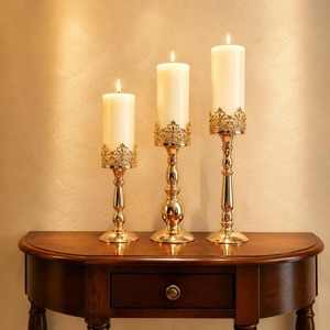 Premium Set Of 3 Lavish <b>Candle</b> Stands Elegant Decorative Holders Perfect For Living Room Styling And Gifting Purpose From India - Product Image 3