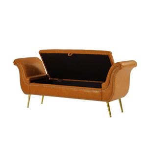 L8118 PU Leather <b>Sofa</b> <b>Stool</b> in Yellow Brown Stylish Ottomans & <b>Stools</b> Product Category - Product Image 6