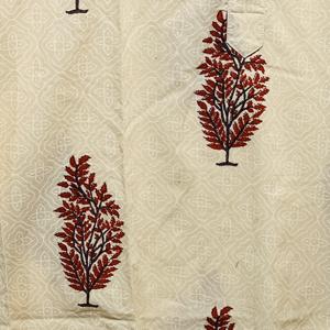 Kurta Corta de Manga Larga para Hombre, 100% Algodón Beige, Calidad Premium |   Estampado Floral Hecho a Mano, Estilo Tradicional, Transpirable - Product Image 5