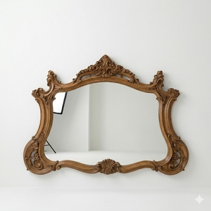 Miroir sculpté en bois de mahogany, fait main en Indonésie, fabrication artisanale - Product Image 1