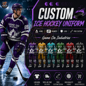 Ensemble maillot et short de hockey sur glace personnalisé OEM ODM, personnalisation gratuite du nom et du numéro du joueur, vêtements de sport d'équipe - Product Image 2