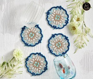 Posavasos Redondos Hechos a Mano con Cuentas, Decorativos, Ideales para Decoración del Hogar, Protección de Mesa, para Café, Té, Vino, Regalo Elegante - Product Image 1