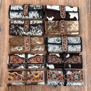 Sac à bijoux en rouleau de peau de vache pour femmes à fermeture éclair grand étui à bijoux pliable pour colliers boucles d'oreilles anneaux organisateur de bijoux de voyage - Product Image 5