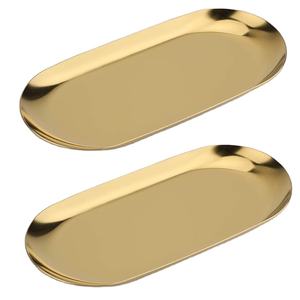 Plateau de service en métal design Vaisselle créative en or Plateau de service en feuille - Product Image 1