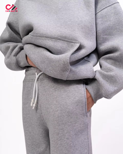 Sweat-shirt et pantalon décontractés en coton, coupe ample, couleur unie, manches longues, effet délavé, qualité supérieure, vente en gros - Product Image 6