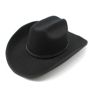 Chapeau de cowboy occidental personnalisé en gros avec ceinture tendance, chapeau Fedora en feutre vintage classique à large bord, nouveau design - Product Image 6