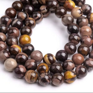 Cuentas sueltas redondas de jaspe Outback multicolor natural de calidad para la fabricación de joyas, pulseras, collares y bricolaje. - Product Image 1