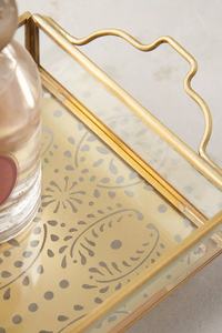 Plateau décoratif en laiton et verre pour parfums, vanités et décorations de table – Vente en gros - Product Image 2