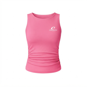 Camiseta sin mangas de punto acanalado verde para mujer, cuello redondo, color liso, estilo formal, largo regular, poliéster/algodón, ecológica, frontal - Product Image 2