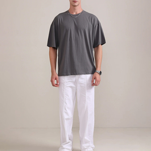 เสื้อยืดโอเวอร์ไซส์คุณภาพสูงสำหรับผู้ชาย ผ้าฝ้าย 100% หนานุ่ม พิมพ์โลโก้ได้ตามสั่ง คอทรงโอ ไซส์ใหญ่พิเศษ - Product Image 3
