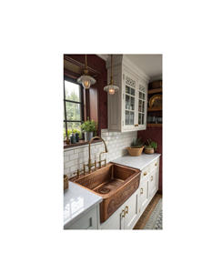 Évier de cuisine moderne en cuivre alliant un matériau traditionnel à une architecture contemporaine élégante pour un design de cuisine innovant - Product Image 1