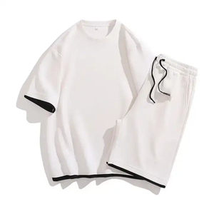 Vente flash - Ensemble t-shirt et short pour homme, nouvelle arrivée, décontracté, respirant, été, manches courtes, tissu en polyester et coton, haute qualité - Product Image 5