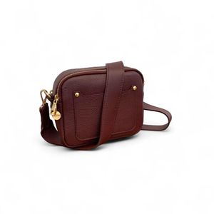 Royaa Burgundy Genuine Leather Crossbody <b>Shoulder</b> Bag for Women Single <b>Strap</b> Zipper Closure Portable Fashion Handbag - Product Image 4