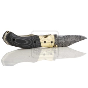 Handmade Damascus Steel Hunting Folding Pocket Knife DD-FK-801 25mm <b>Canvas</b> Micarta Handle Brass Bolsters 170mm Outdoor EDC - Product Image 3