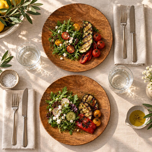 Platos de Madera para Cena, Platos para Servir Hechos a Mano, Vajilla Rústica de Madera, Platos Grandes para Ensalada - Product Image 4