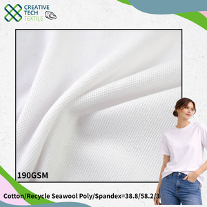 RCO-CK0157 Coton/Laine de mer recyclée PET/Spandex=38.8/58.2/3 Laine de mer PET recyclée durable issue de coquilles d'huîtres, mélangée pour chemises - Product Image 2