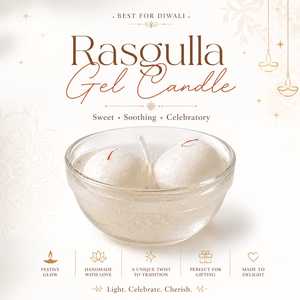 Handcrafted 1kg Soy Wax <b>Gel</b> Rasgulla <b>Candle</b> | Luxury Indian Sweet Inspired Scented Home Dcor for Diwali Festive Occasions - Product Image 1