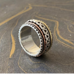 Bague tournante texturée à trois couches en argent sterling 925 pour un usage quotidien - Bijoux minimalistes pour toutes les occasions et cadeaux - Product Image 3