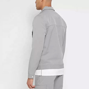 Ensemble de survêtement d'hiver haut de gamme à manches longues, col rabattu, style décontracté, couleur unie, respirant, en polyester, pour le printemps - Product Image 3