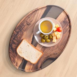 Plateau de service ovale moderne en bois d'acacia et bambou – Durable, léger, pour la maison, la cuisine, la table basse – Vente en gros - Product Image 3